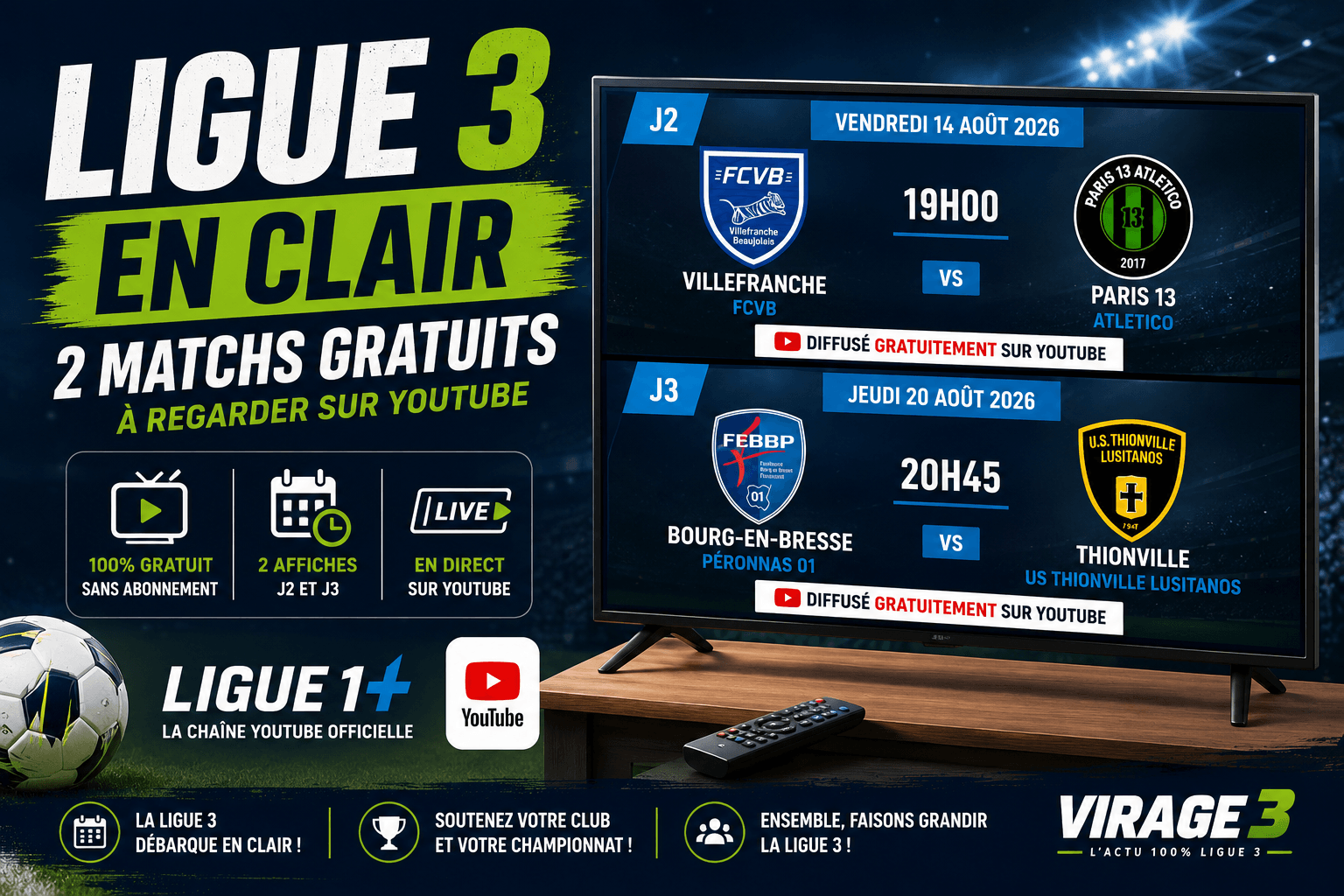 Ligue 3 : deux matchs diffusés gratuitement, voici comment les regarder